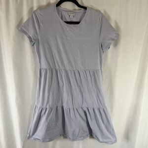 J. Crew Mini Dress Women's Small Light Blue Short Sleeve Tiered Round Neck